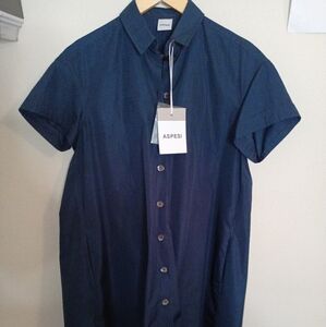Aspesi Women's Navy Blue button up Shirt Dress Size Med. NWT
